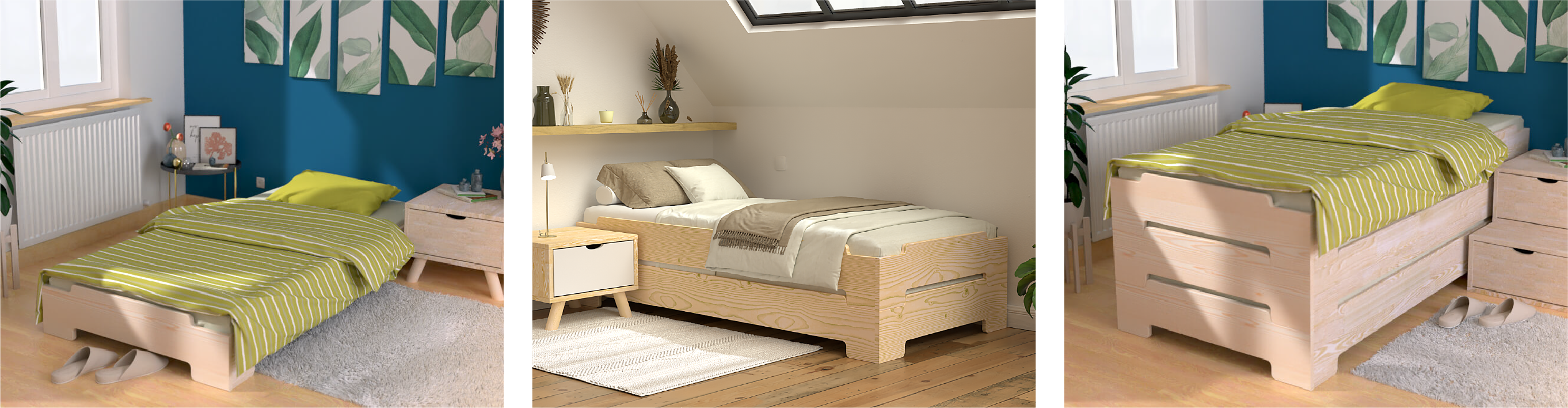 Camas apilables de madera maciza